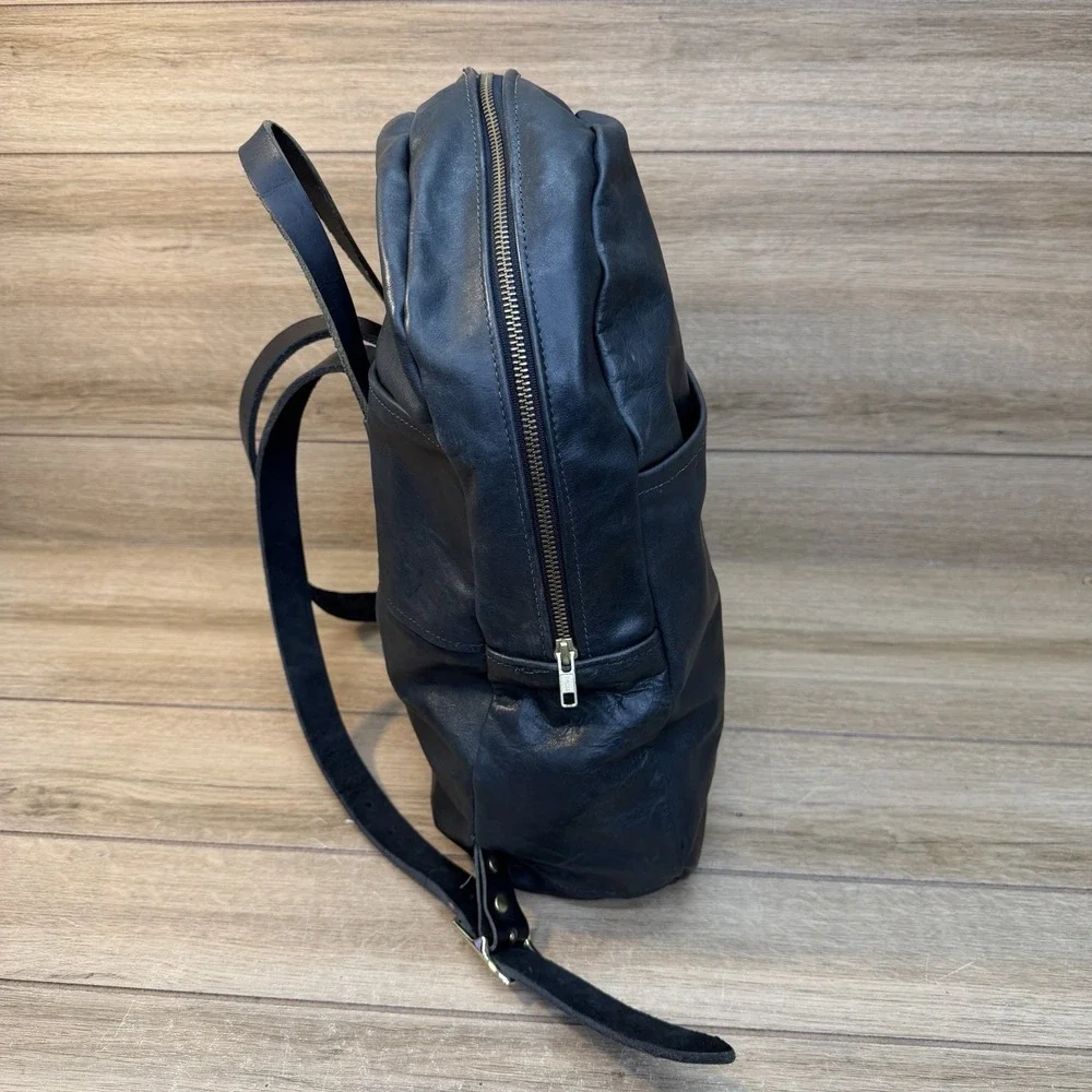 Rare Howl + Hide Backpack Full Grain Black Leather Work Travel Indianapolis USA